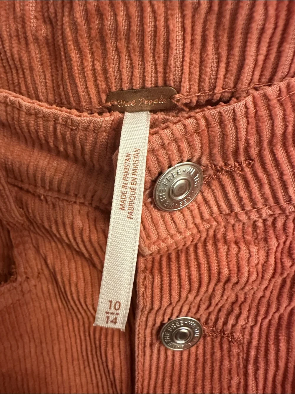 Free People Ray High Rise Corduroy Mini Skirt Pockets Buttons Size 10 NEW